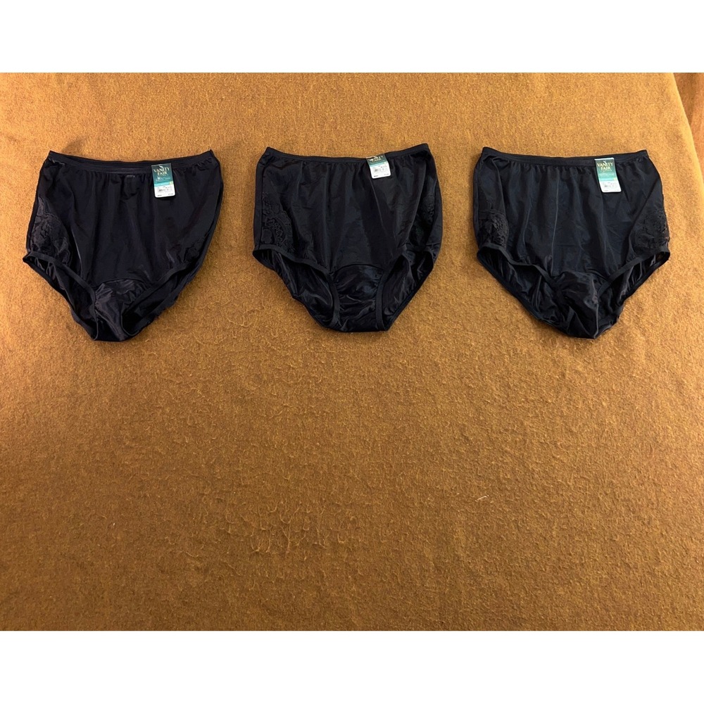 Vanity Fair Womens Small Black Lace Nouveau 3PK Brief Panties NWT